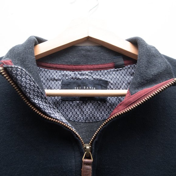 Ted Baker Quarter Zip Deep Navy Pullover - Picture 3 of 6